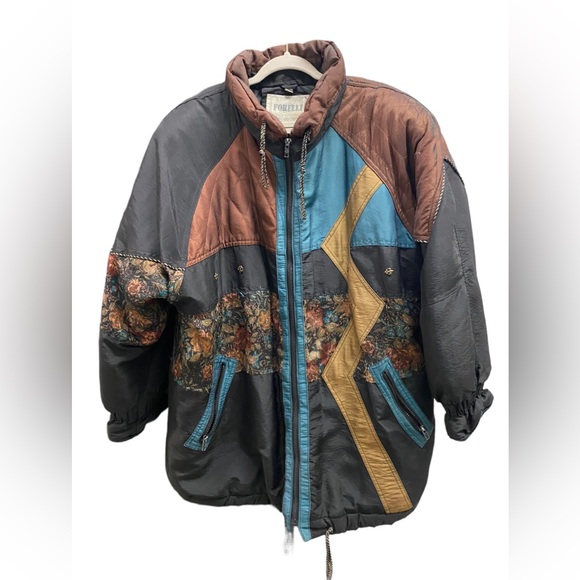 VINTAGE FORELLI PATCHWORK PUFFER JACKET | size 3X - Picture 1 of 3